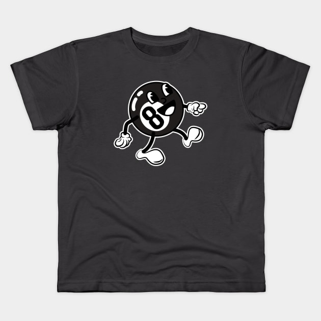 Billiard Ball Cartoon 8Ball Kids T-Shirt by Foxxy Merch